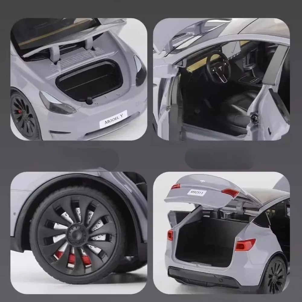 Tesla Model X Y 3 Diecast Alloy Toy 1:24 Car Sound Light Kids Collectible Gift
