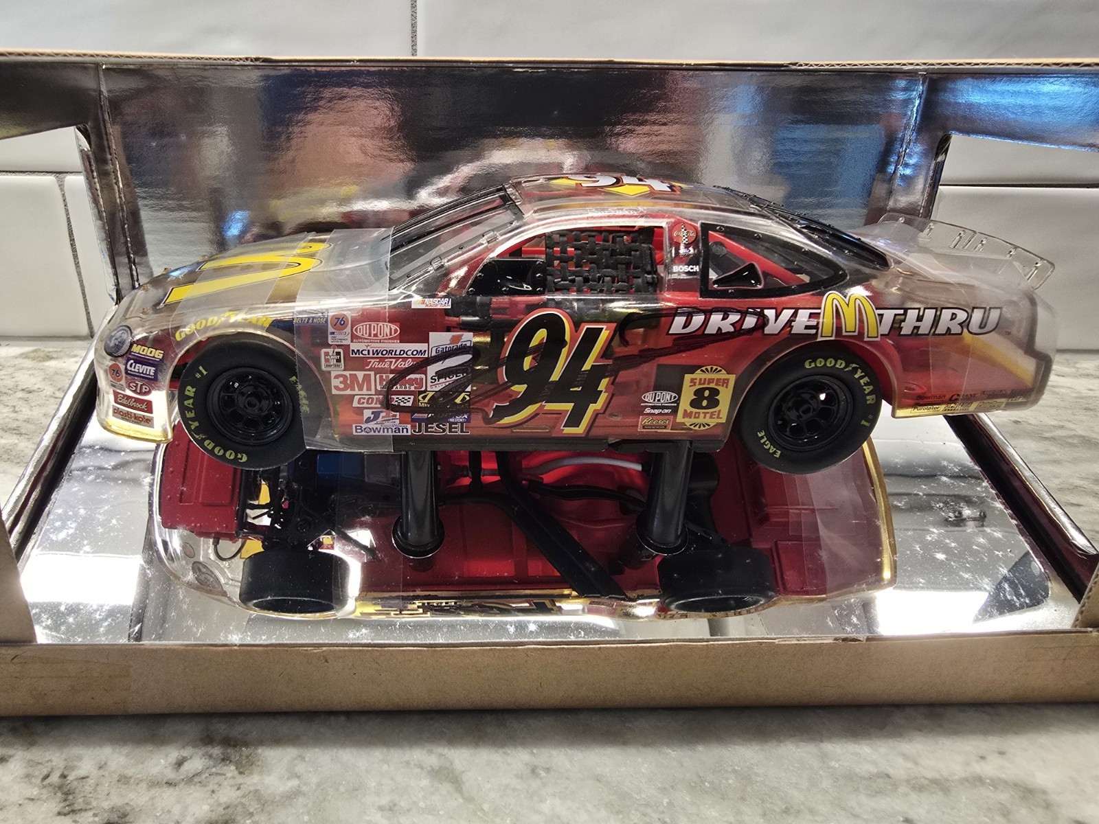 Bill Elliott Autographed Hot Wheels Racing #94 Drive Thru 1999 Ford With Stand