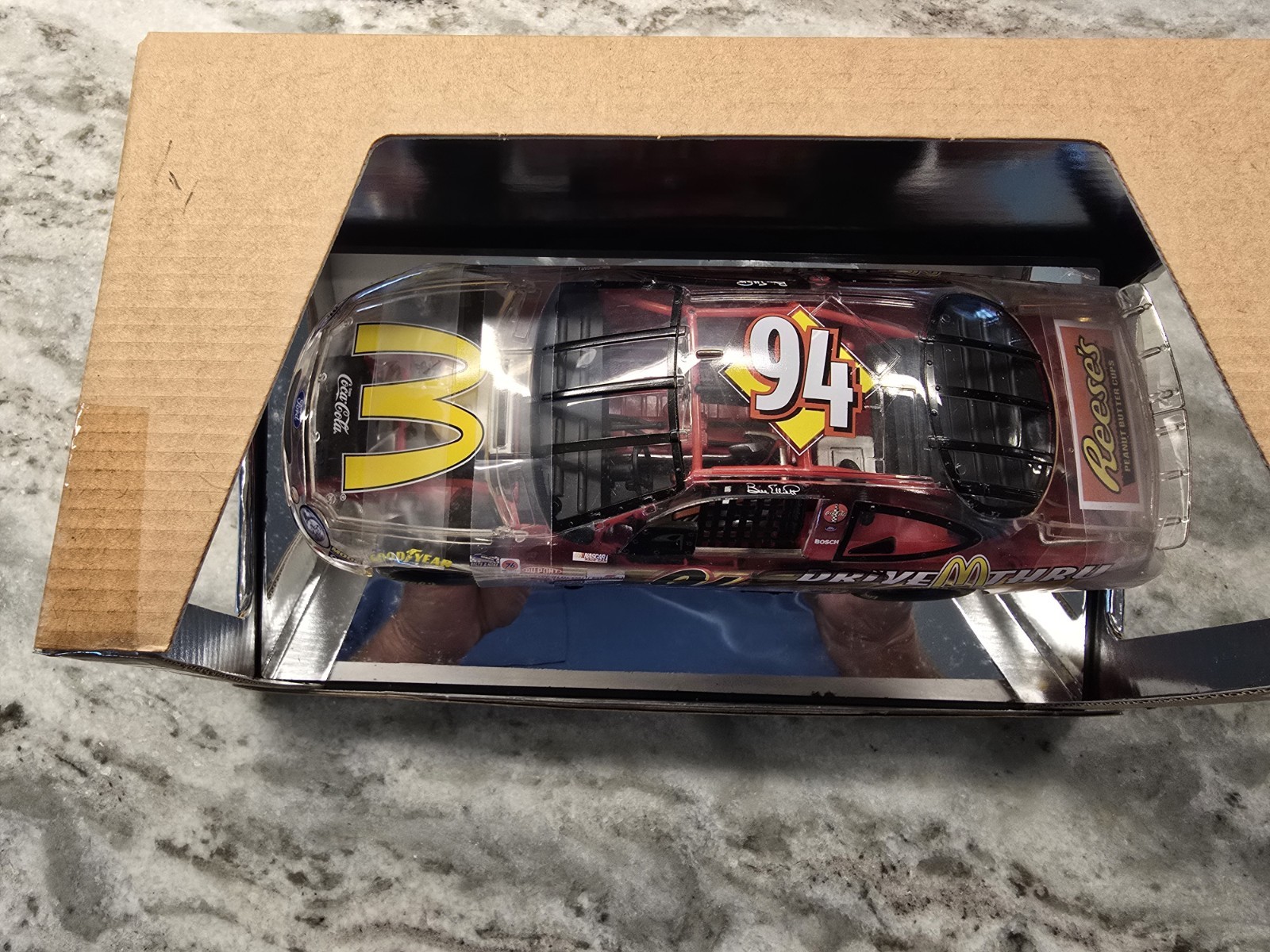Bill Elliott Autographed Hot Wheels Racing #94 Drive Thru 1999 Ford With Stand