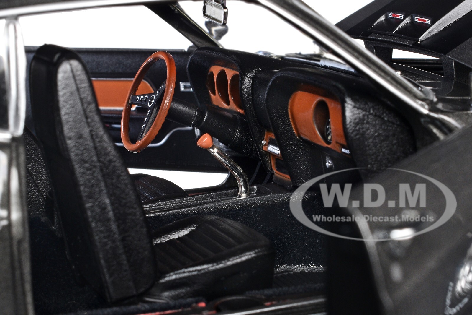 1969 FORD MUSTANG DARK GRAY “JOHN WICK” 1/18 DIECAST MODEL BY AUTO WORLD AWSS145