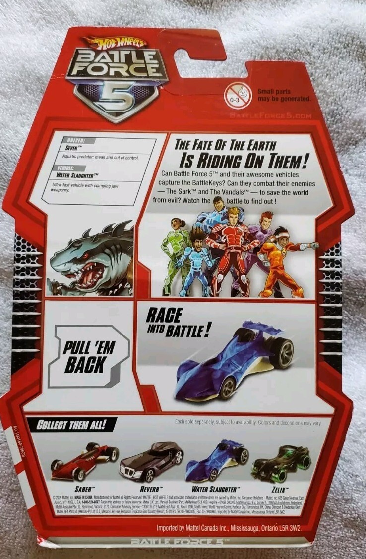 2011 Hot Wheels Battle Force 5 WATER SLAUGHER Pull Back & Race SEVER