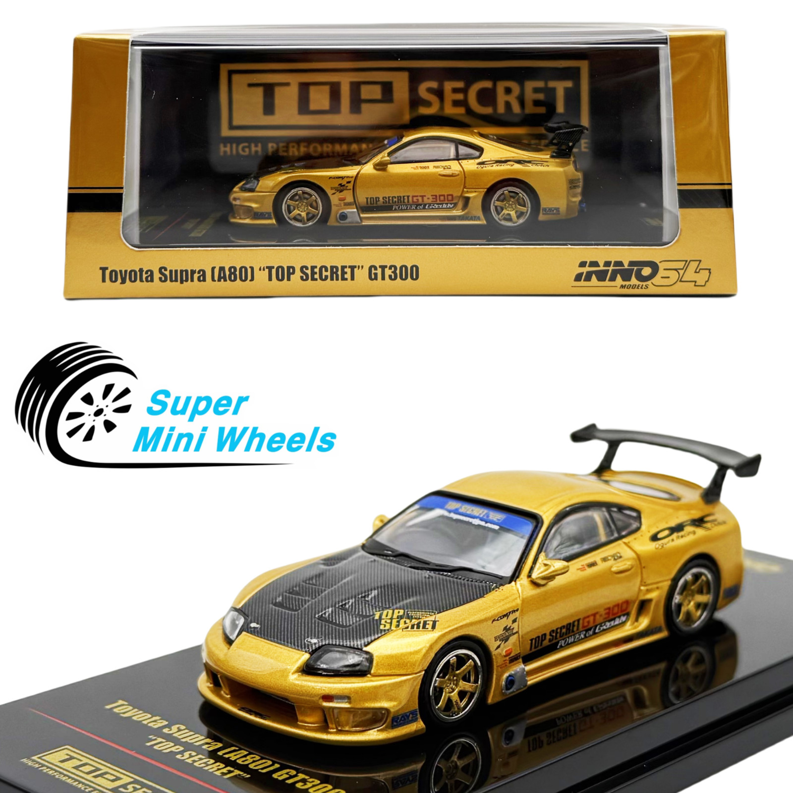 INNO64 1:64 Toyota Supra (A80) “Top Secret” GT300 Gold