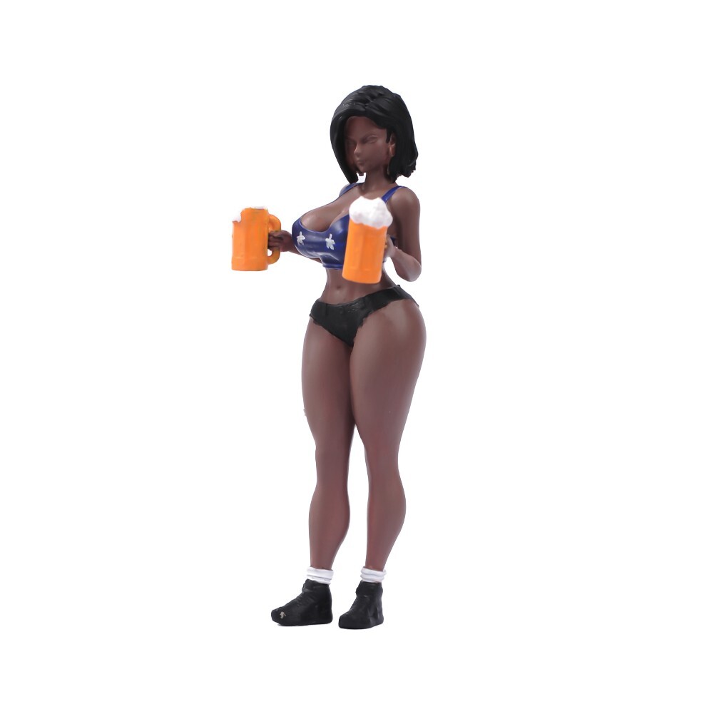 Resin 1/18 1/24 1/43 1/64 1/87 Bear Girl painted Mini Figure Model Fit Car Toys