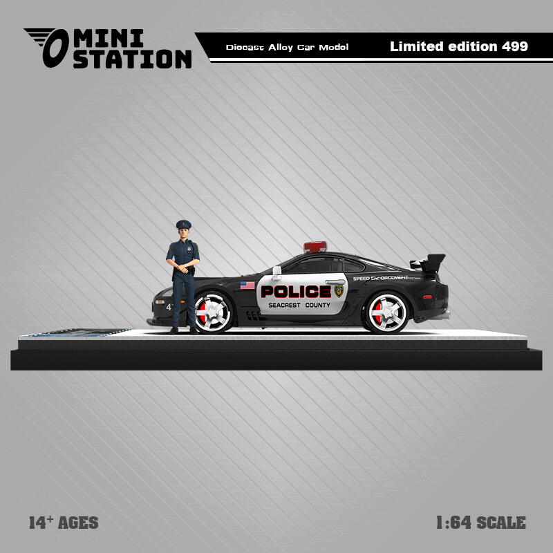 Mini Station 1:64 Supra A80Z GTA Police Car Diecast Model Car