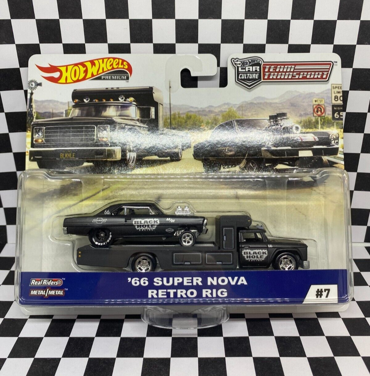 Hot Wheels 2018 Team Transport Series Black 1966 Super Nova & Retro Rig 1/64