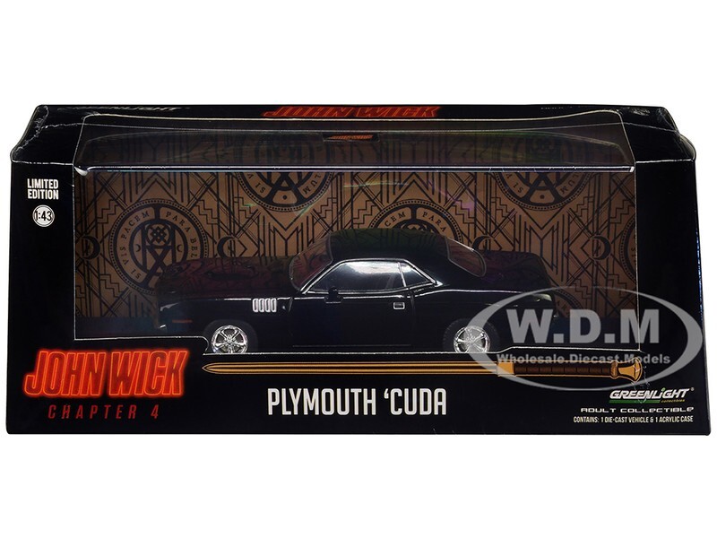 1971 PLYMOUTH BARRACUDA BLACK “JOHN WICK 4” 1/43 DIECAST BY GREENLIGHT 86641