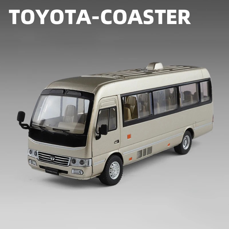 1:24 Toyota Coaster BUS Alloy Diecast Car Model Sound Light Kid’s Toy Birthday