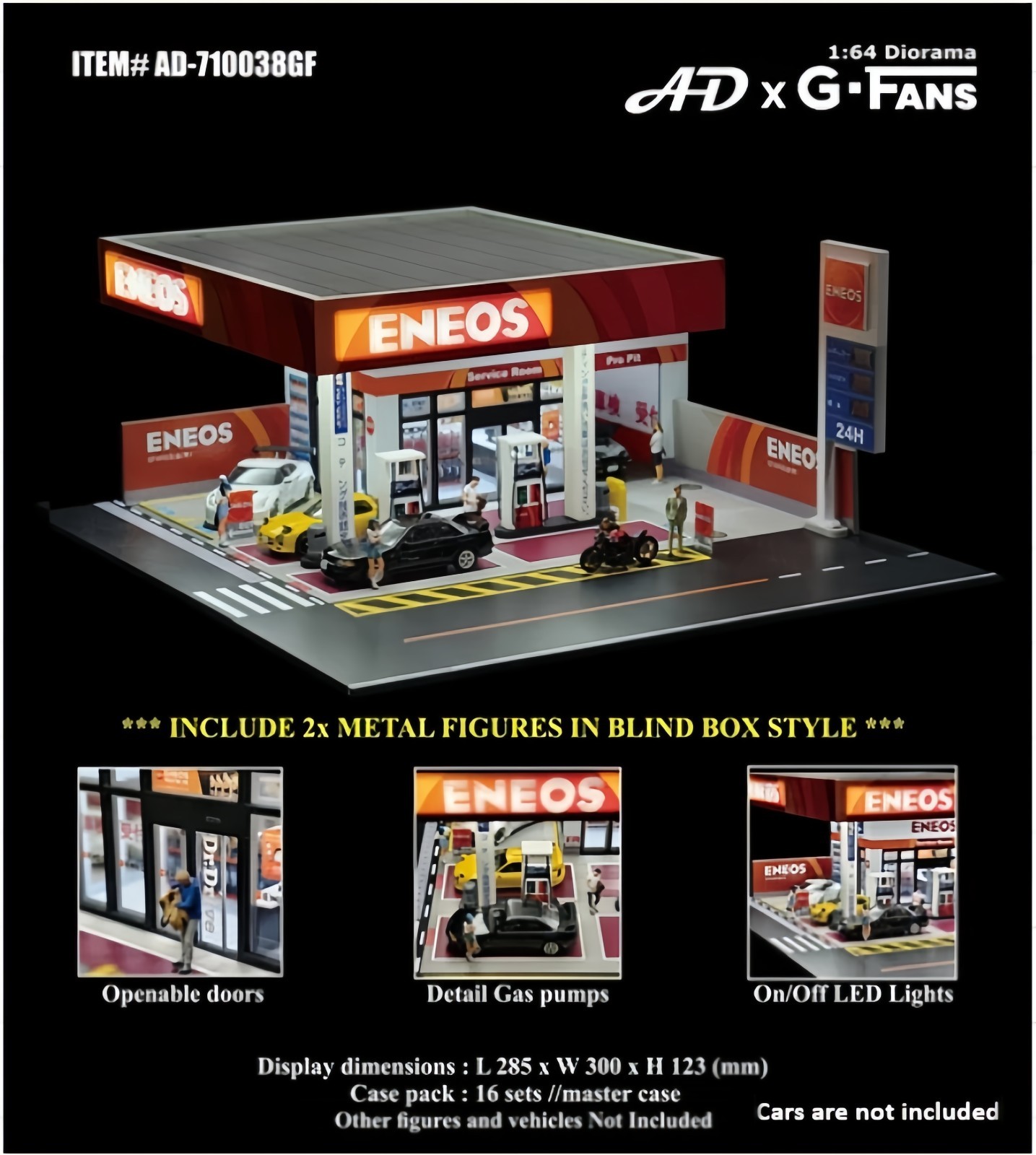 American Diorama x G Fans 1:64 Japanese Gas Station Eneos Diorama with 2 Figures