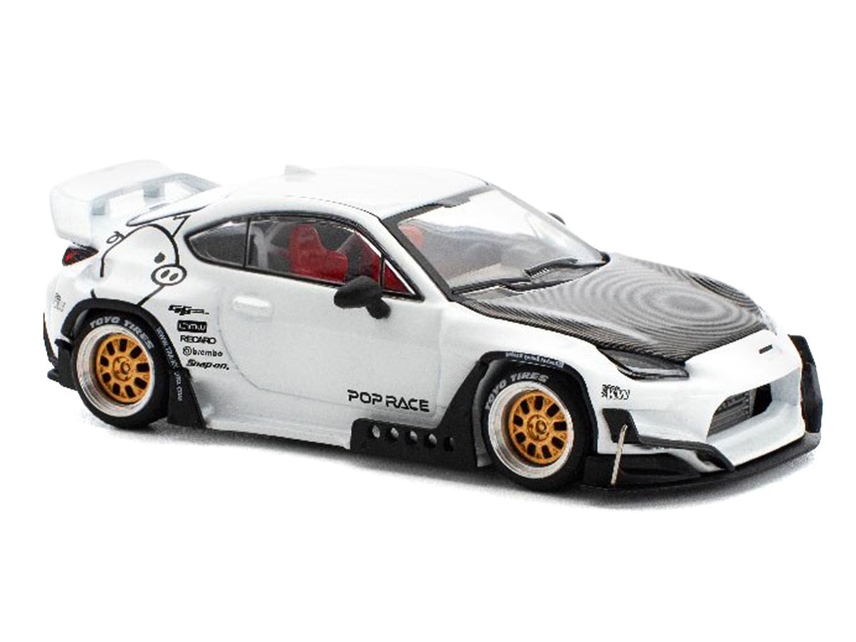Toyota Pandem GR86 White with Carbon Hood “Enigma Exclusive Edition” 1/64 Diecas
