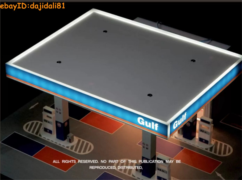 Diorama City Gas Station Model Car Garage LED Lighting 1/64 Scene Display Model