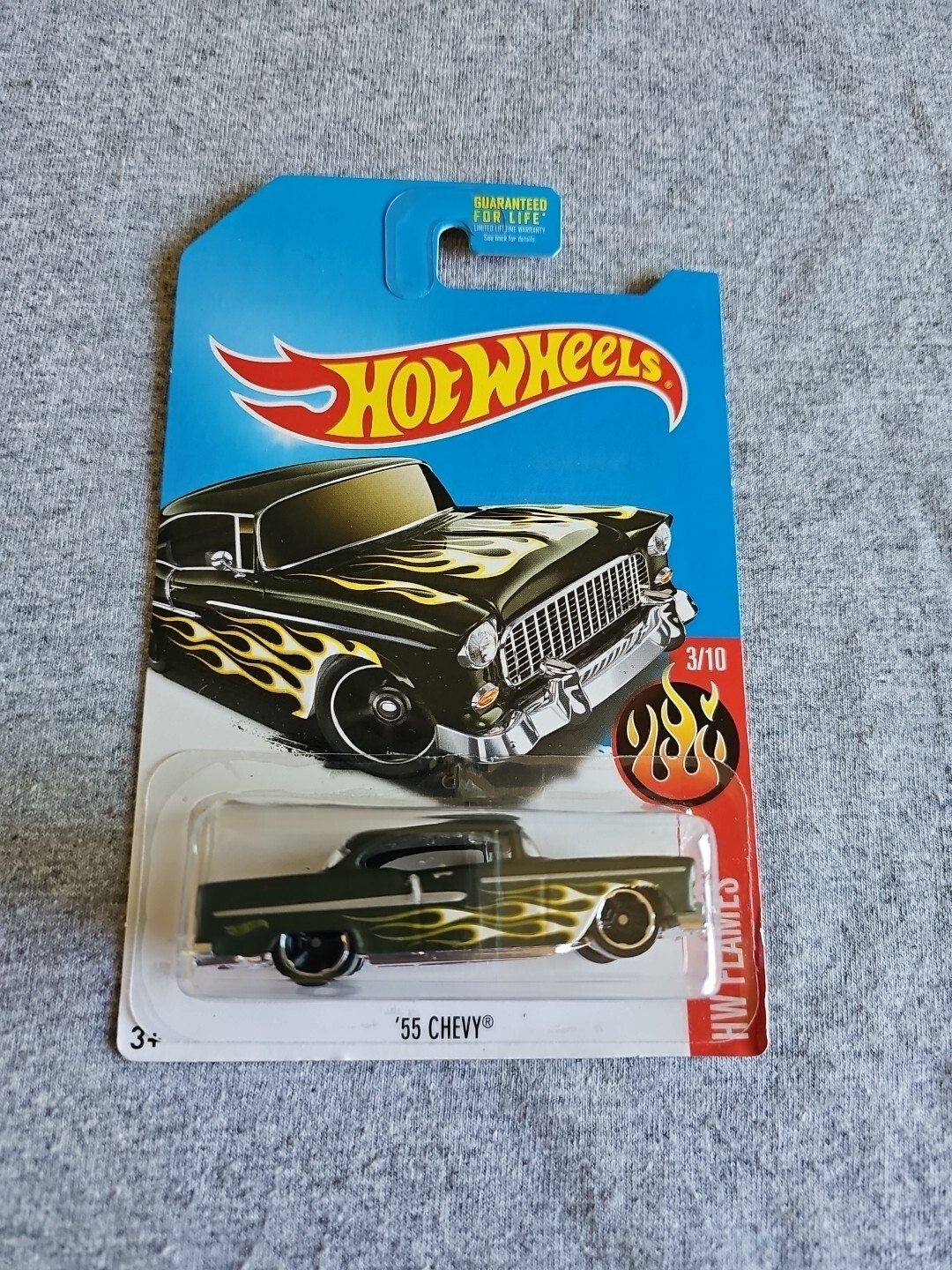 2017 Hot Wheels 55 CHEVY Dark Green ?/365 LITTLE BEND Flames KMART COLOR