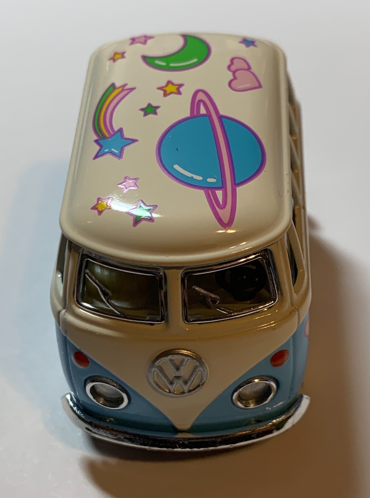Kinsfun Light Blue with Design Little Van Volkswagen Die Cast Metal