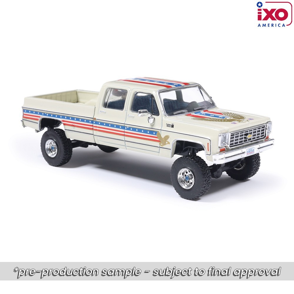 IXO 1976 Chevrolet Custom Deluxe K30 Fleetside Crew Cab- July 4th Exclusive 1/64