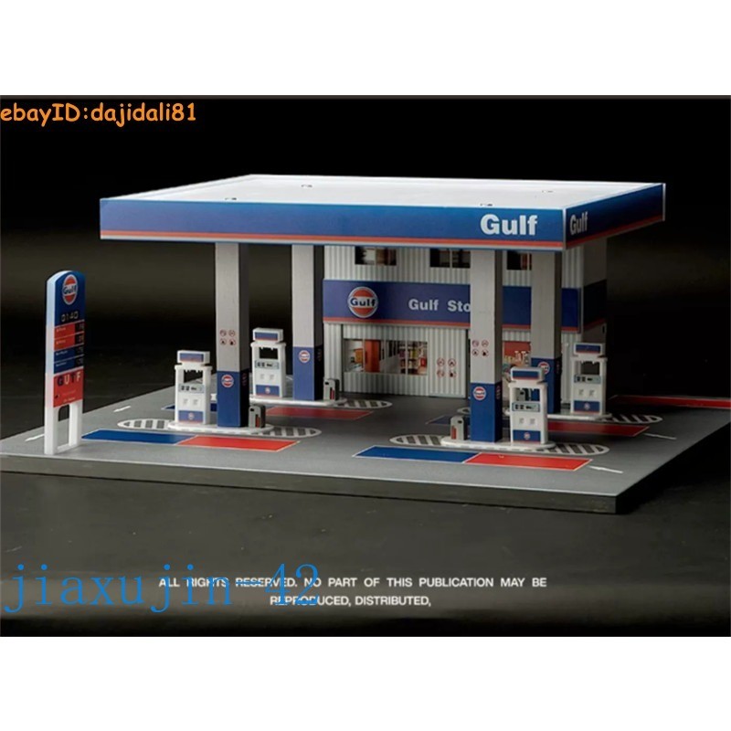 1/64 Diorama City Gas Station Model Car Garage LED Lighting Scene Display Model