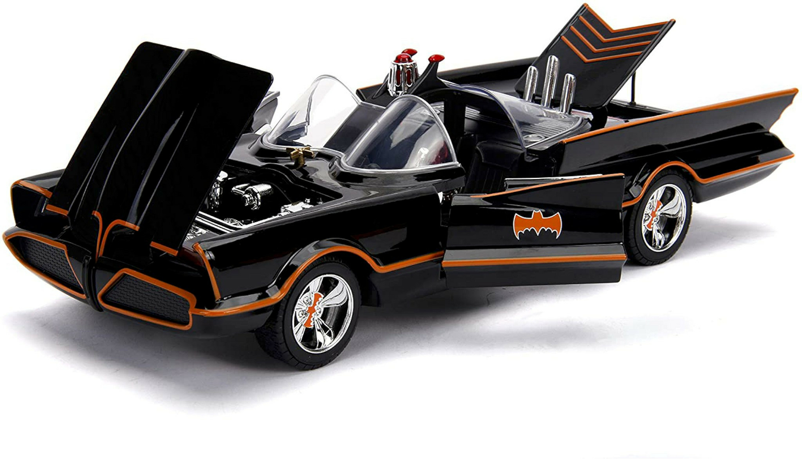 NEW Jada 98625 Batman Classic 1966 TV BATMOBILE 1:18 Vehicle w/ Lights & Figures