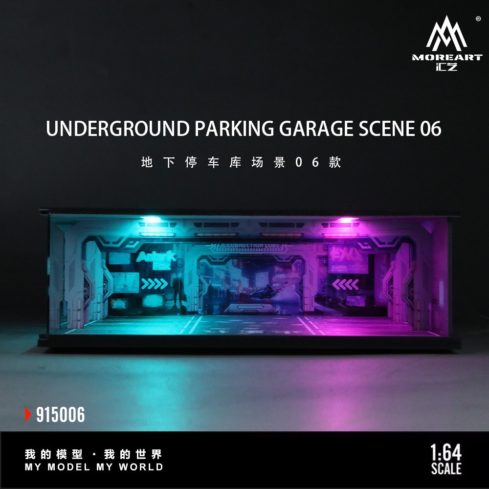 Diorama 1/64 Car Garage Model LED Lighting City Car Parking Lot Scene Model Gift