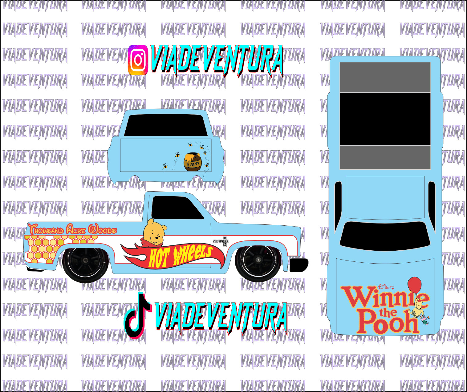 Winnie Pooh 1/64 83 Silverado WHITE TONER Universal Waterslide Decal for Hot