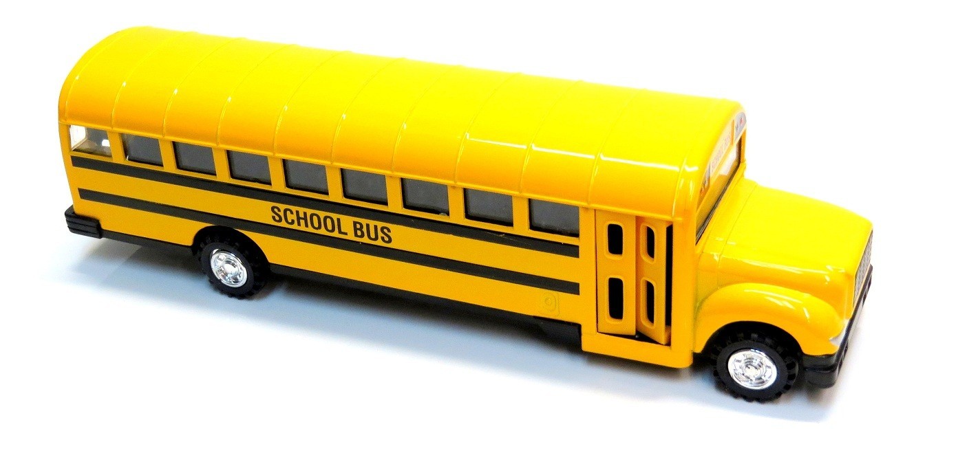 Large Diecast School Bus with Pullback Action, Stop Sign, and opening Doors