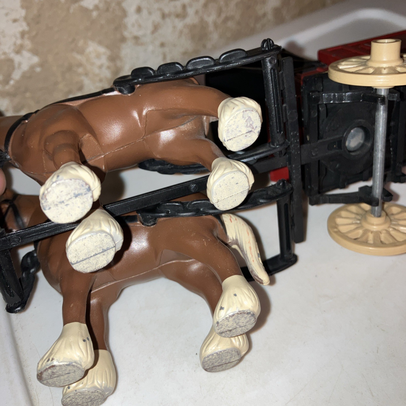 Ertl Die Cast Metal Gray and Barton Horse and Plastic Wagon Toy Delivery Vintage