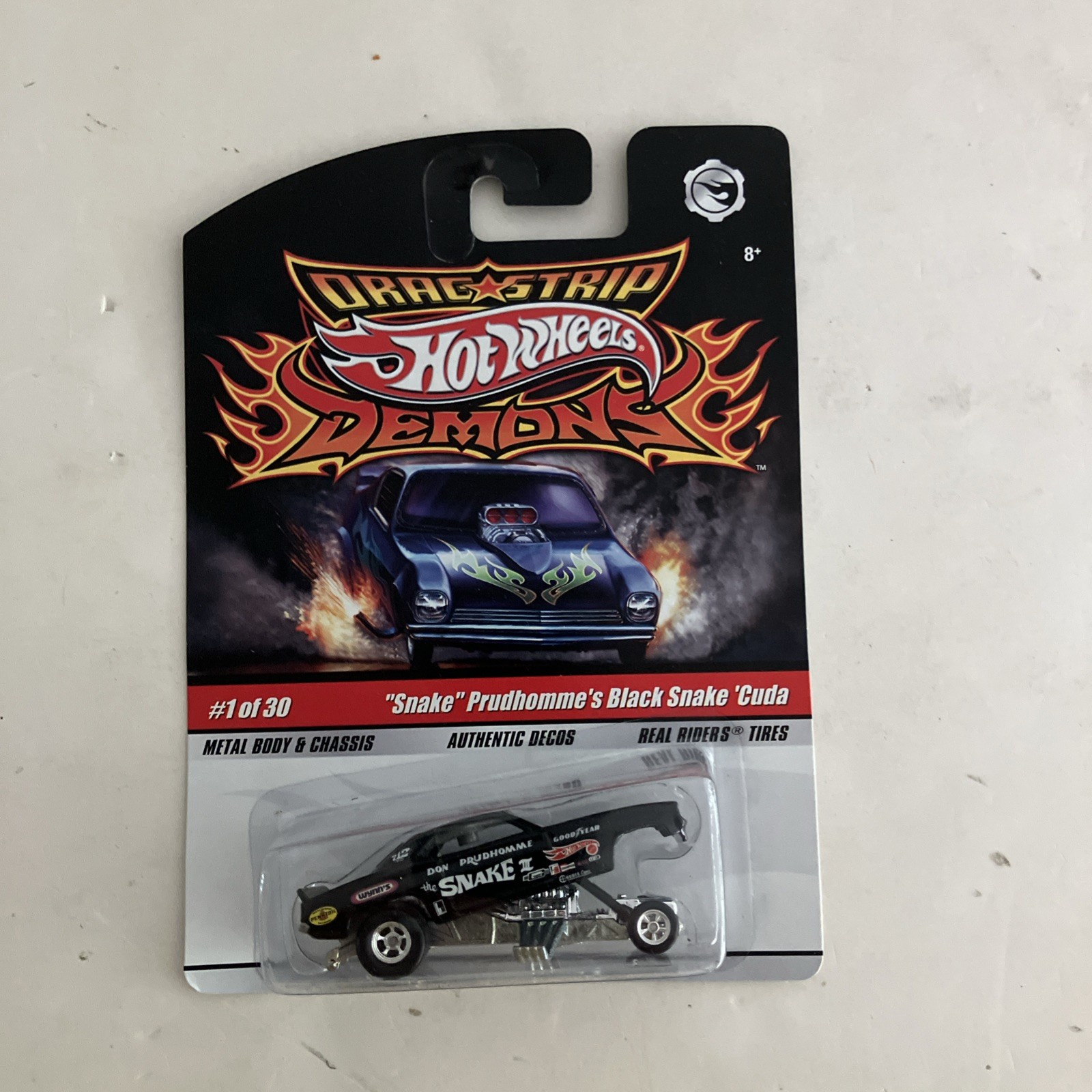HOT WHEELS Drag Strip Demons “Snake” Prudhomme’s Black Snake ‘Cuda 1/30