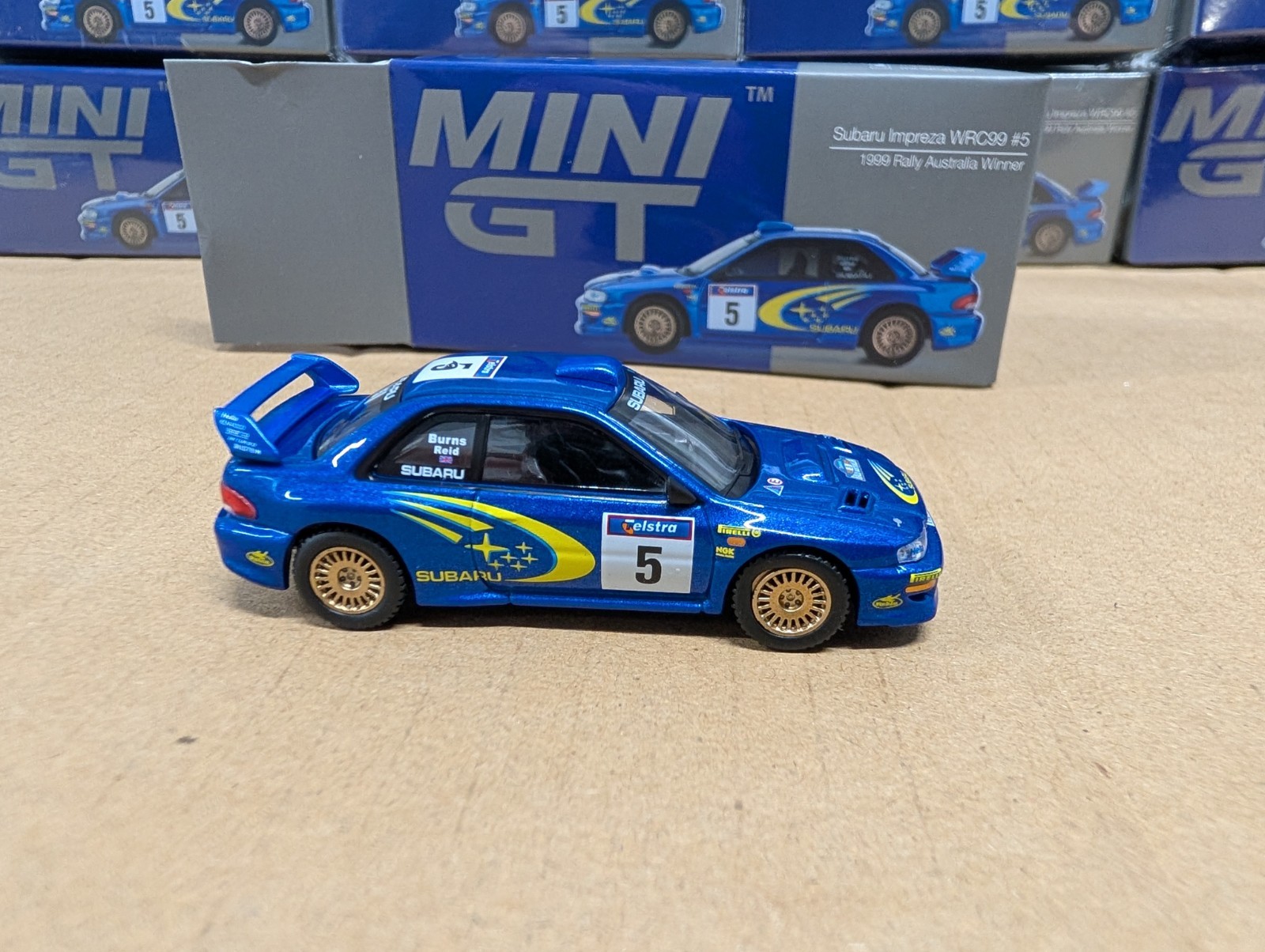 Subaru Impreza WRC99 #5 – 2025 Mini GT – Blue, Rally Australia Winner