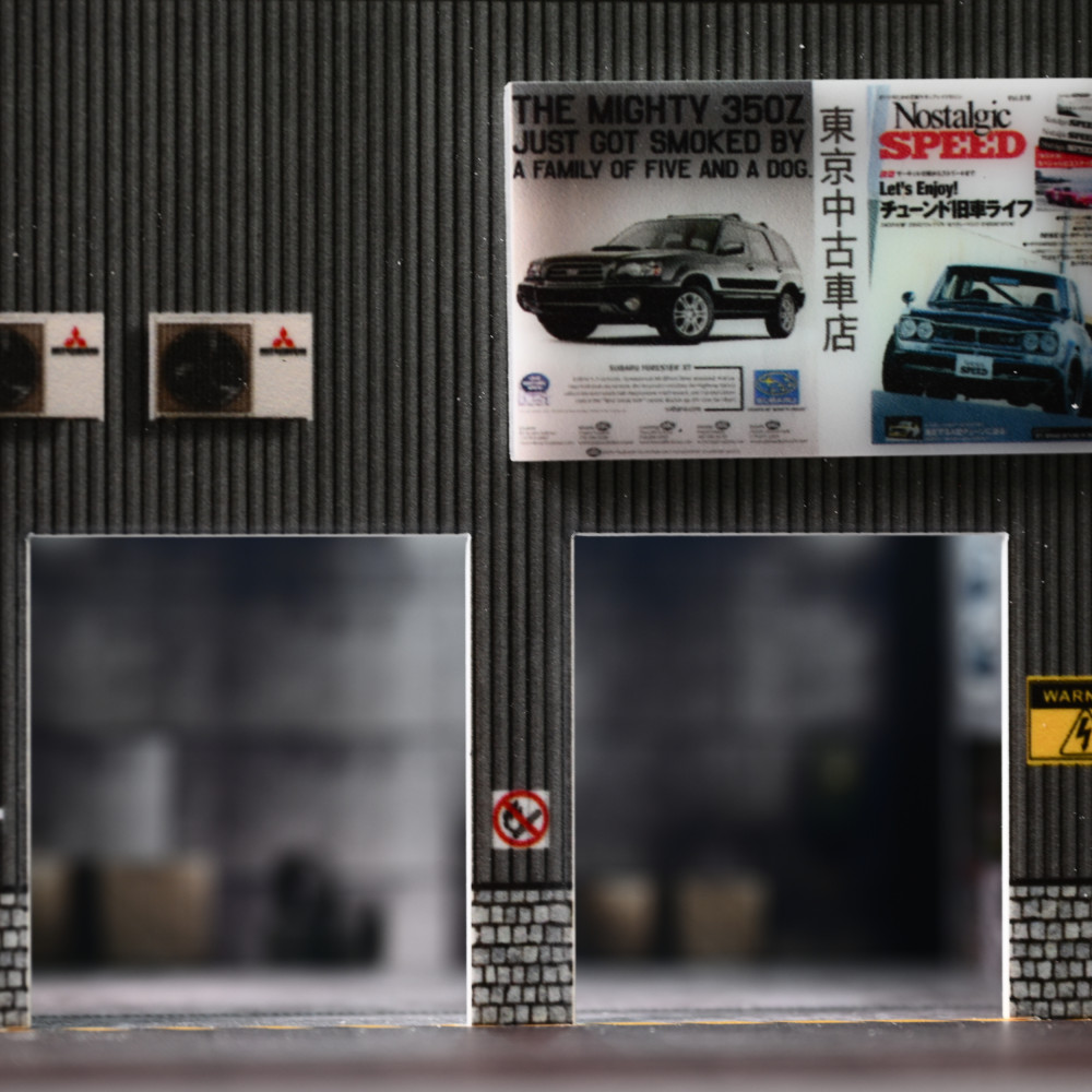 Diorama 1/64 Car Garage Model LED Lighting Car Repair Workshop Scene Model Gift