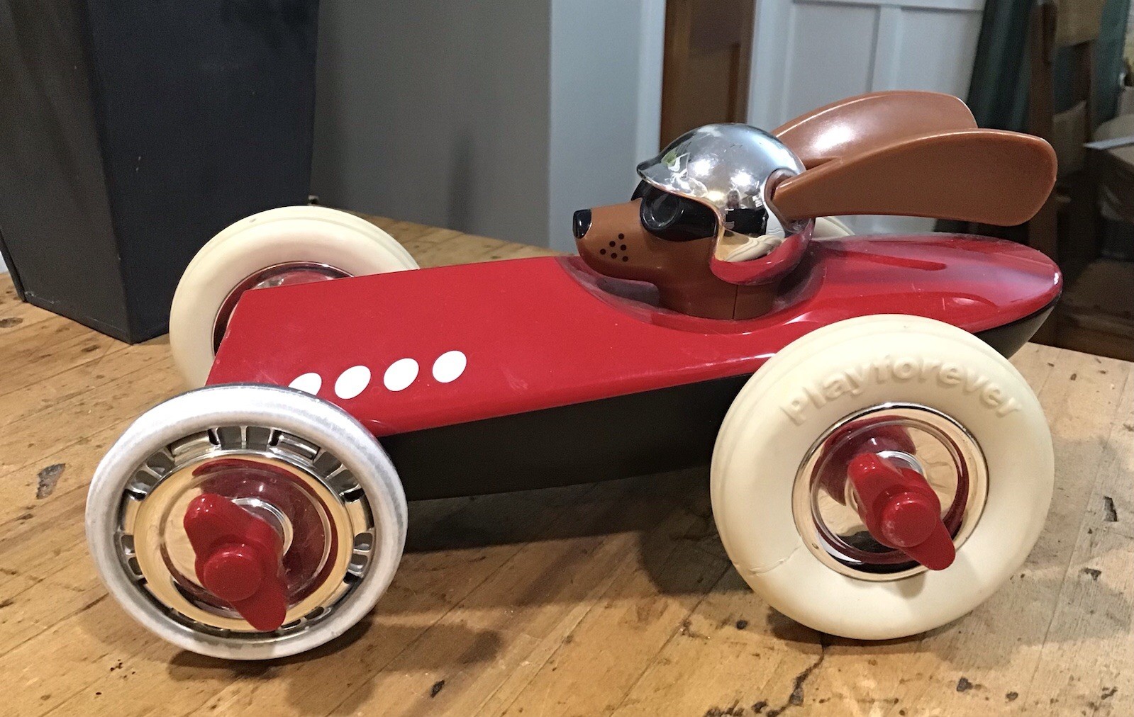 Playforever Rufus Patrick Toy Car Red Dog Racer Vintage Style #3 Push Toy