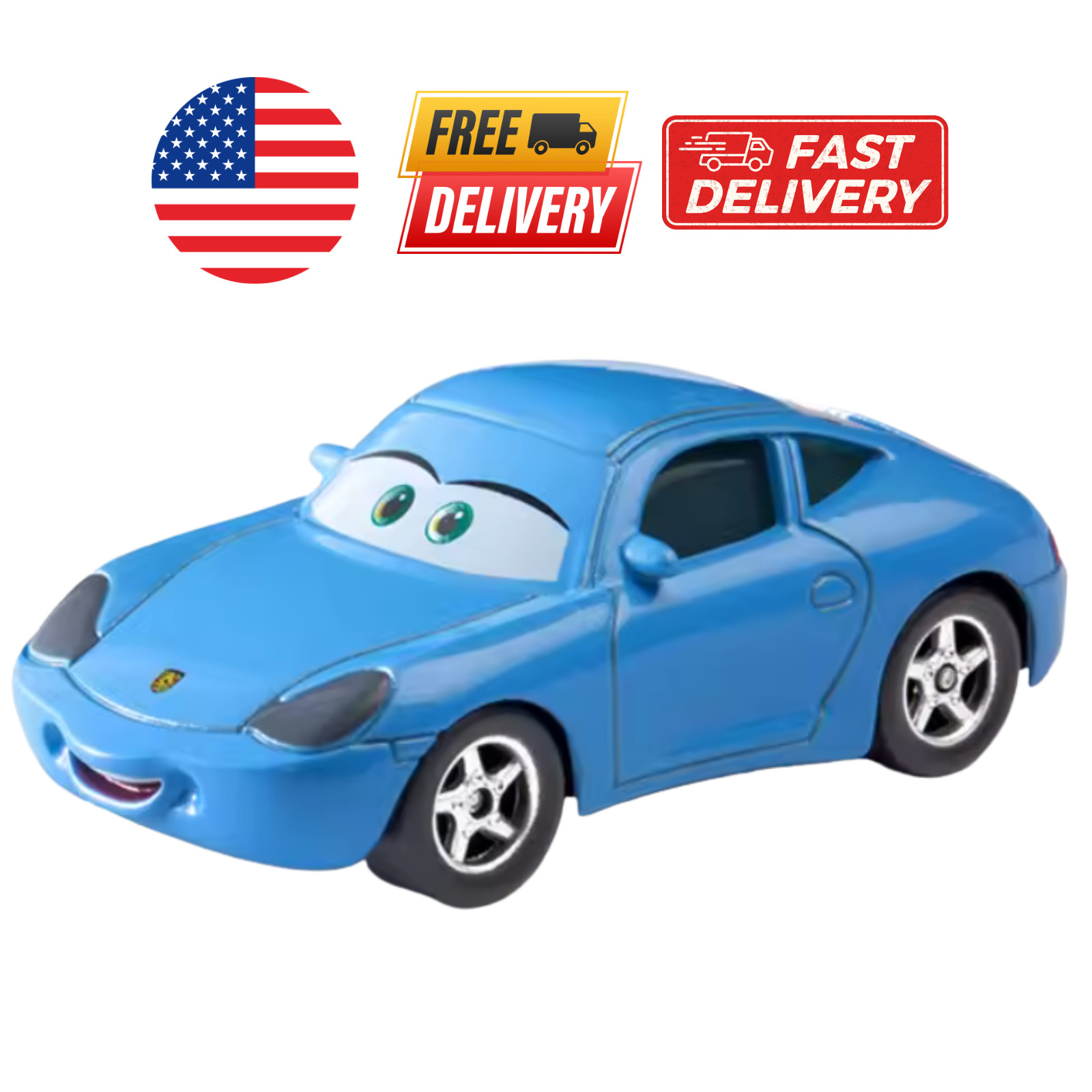Disney Pixar Cars Blue Sally Carrera Diecast 1:55 Porsche Style Green Eyes Xmas