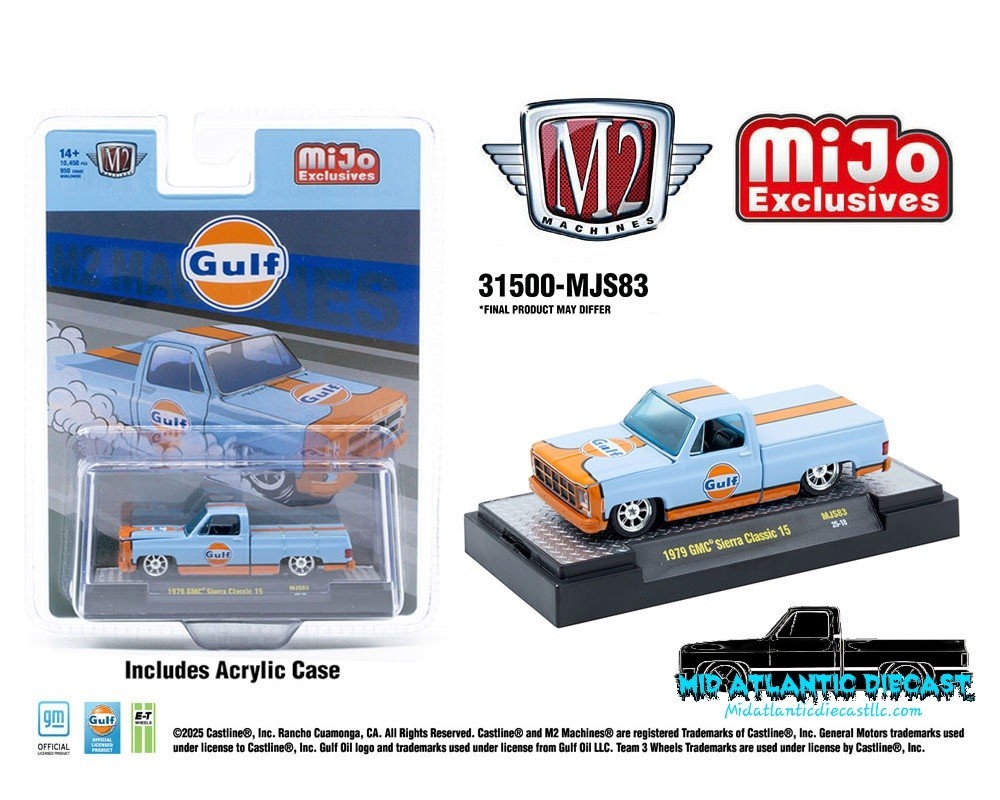 M2 1979 GMC Sierra Classic 15 Custom GULF Blue 31500-MJS83 1/64 Mijo Exclusive