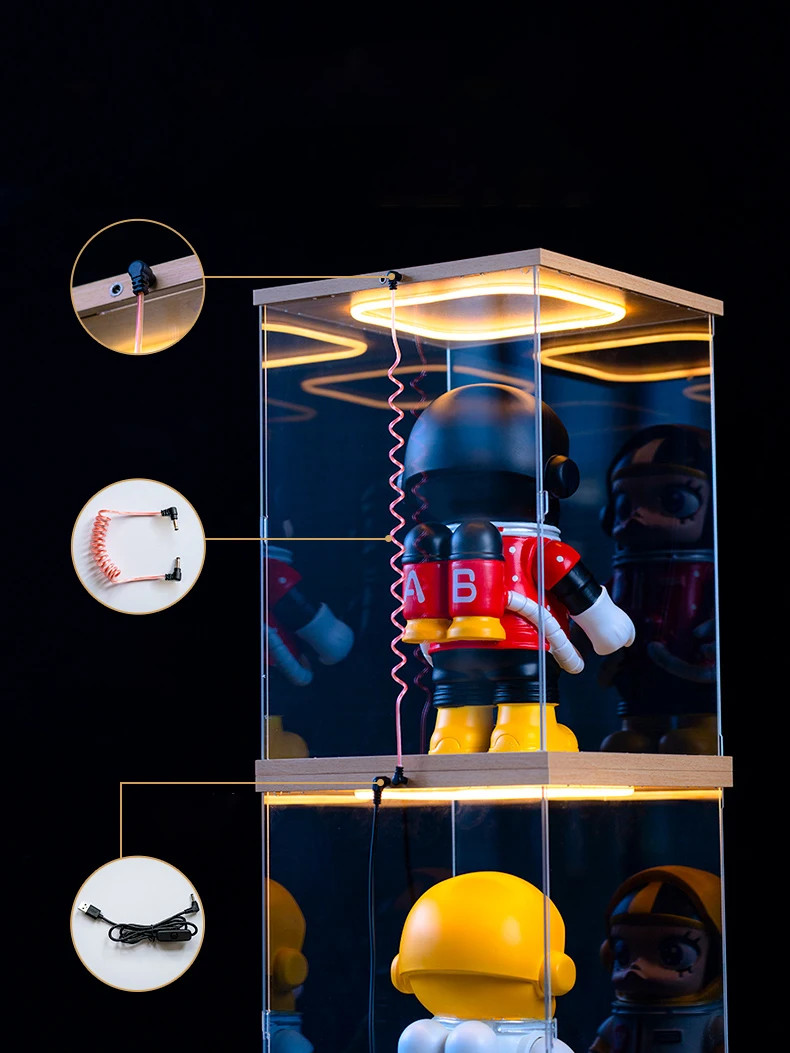 DIY Diorama Acrylic Display Case Ring LED Lighting for Action Figure Car Models