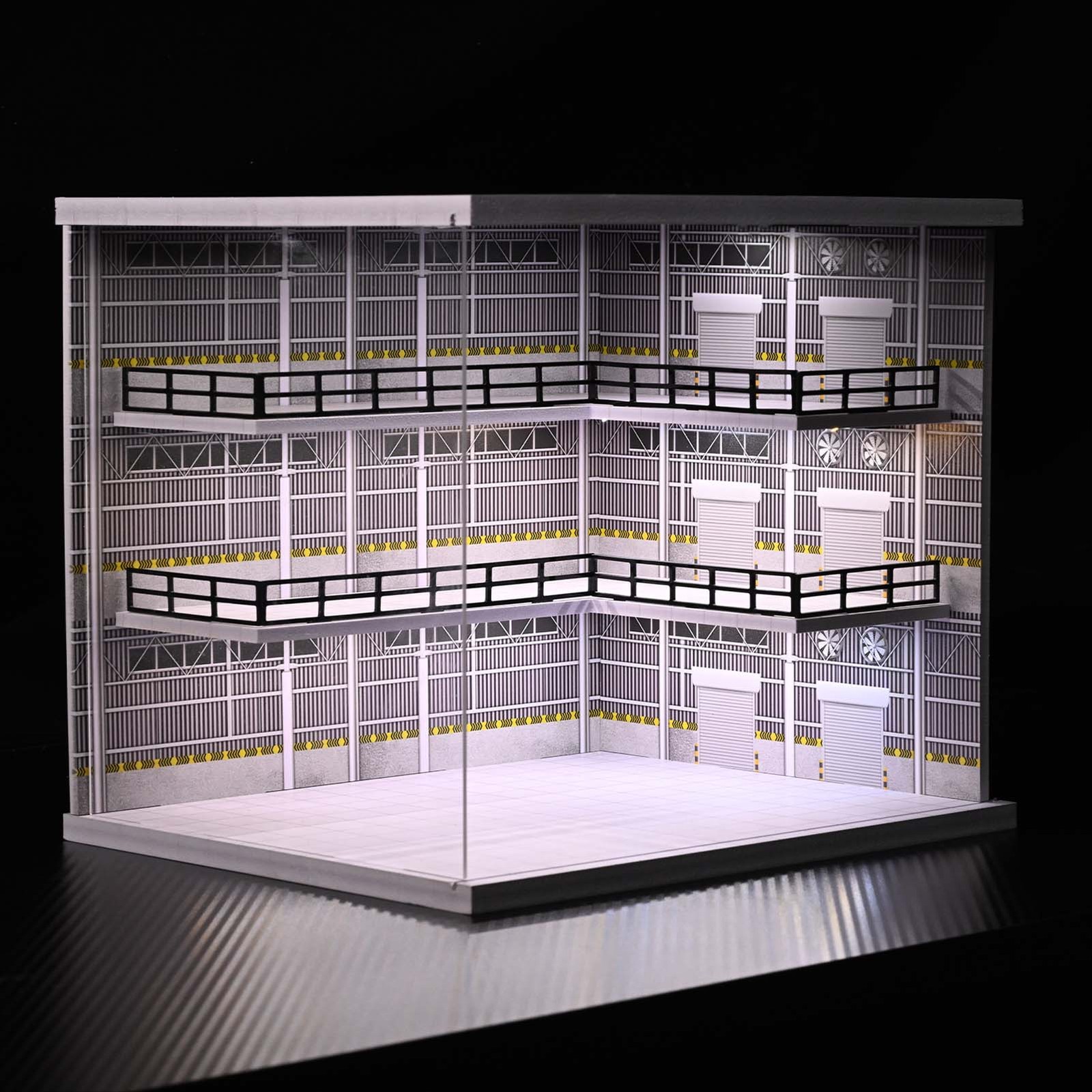 Diorama 1/64 Diecast Car Garage Model LED Street Building Parking Lots Scene US