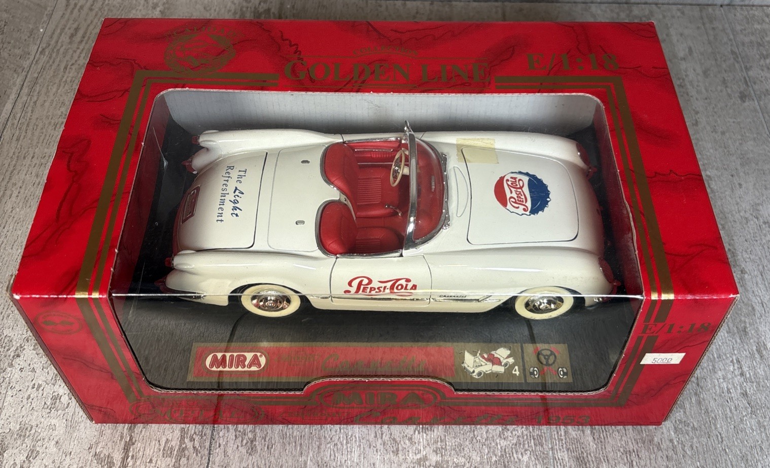 1/18 Mira Golden Line 1953 Chevrolet Corvette Pepsi Cola Diecast Car w/ Box