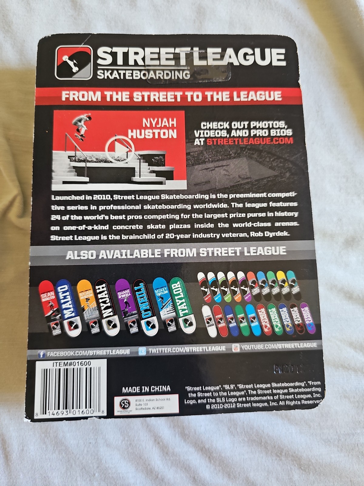 Street League Skateboarding NYJAH HUSTON Tan Board Black Letters GREAT PACKAGE