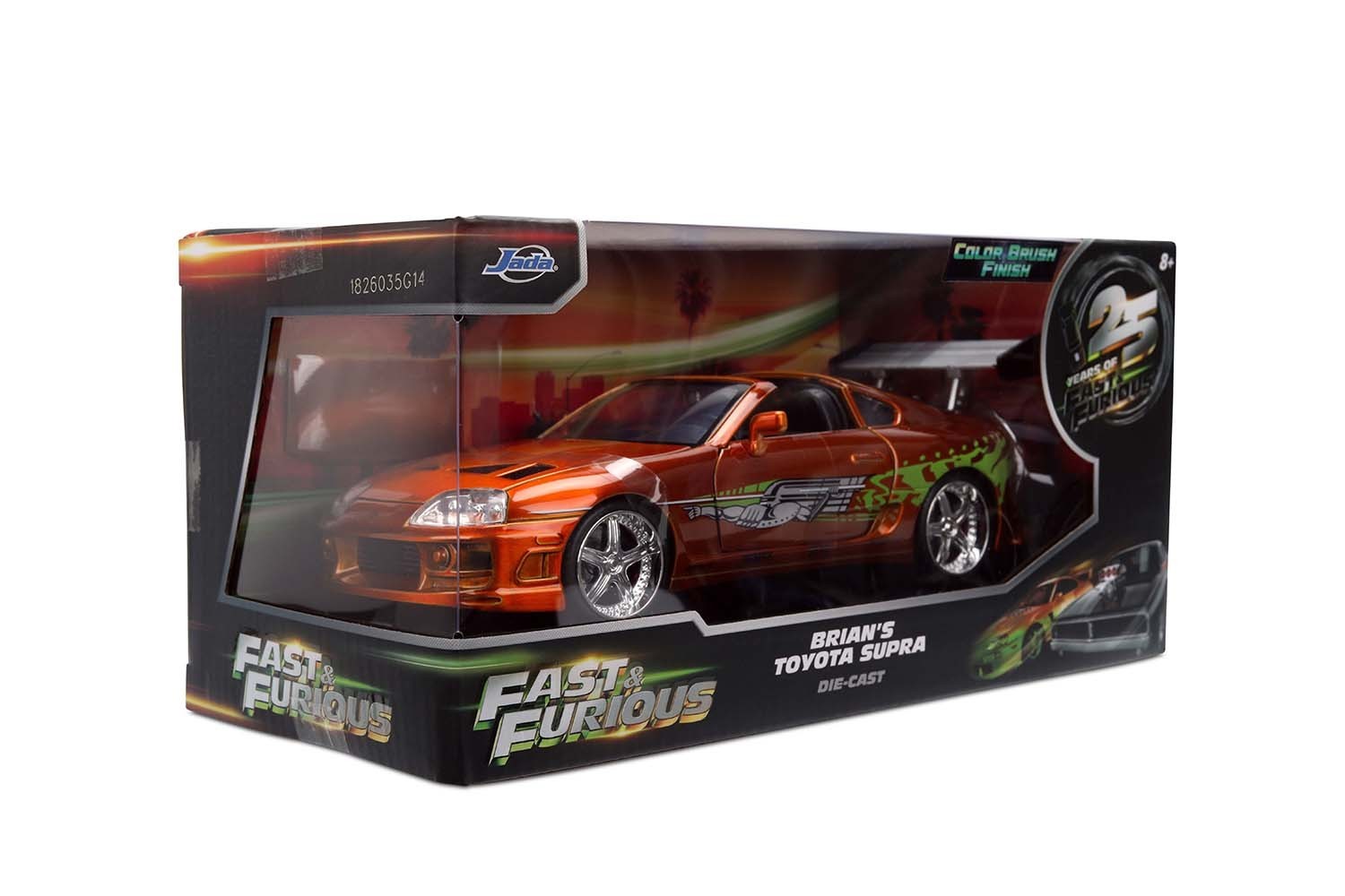 JADA 25th Yrs Fast & Furious 1:24 Brian Toyota Supra Brush Finish Orange 37703