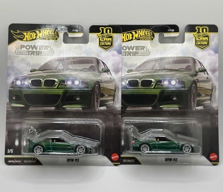 Hot Wheels BMW M3 E46 Green Power Trip FPY86-961 R 1/64 Lot Of 2