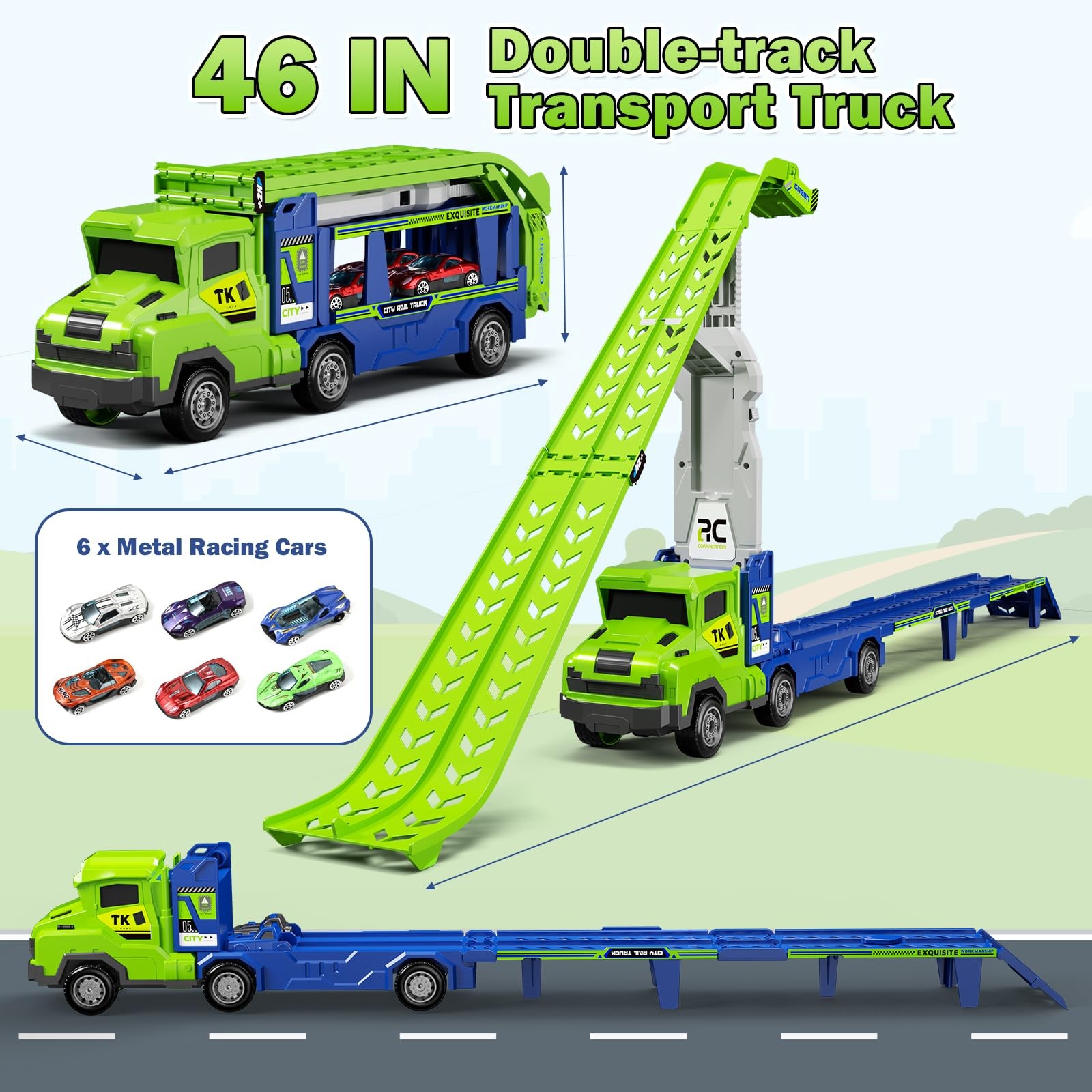 Truck Car Toys for 3, 4, 5, 6 Years Old Boys Girls, 3 in 1 Carrier Truck with…
