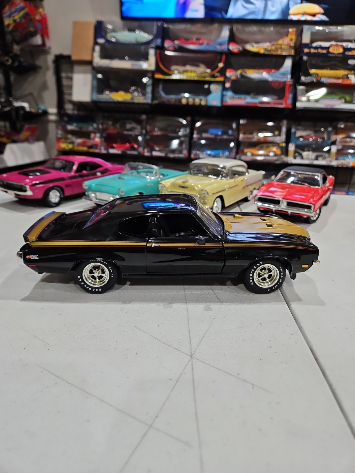 1971 Buick GSX, 1:18 Scale, ERTL Licensed By GM Black w/Gold. NO BOX –