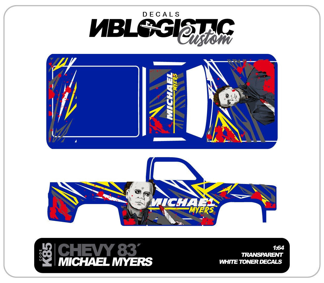 ’83 CHEVY SILVERADO Custom WaterSlide Decal for hot wheels 1/64 091