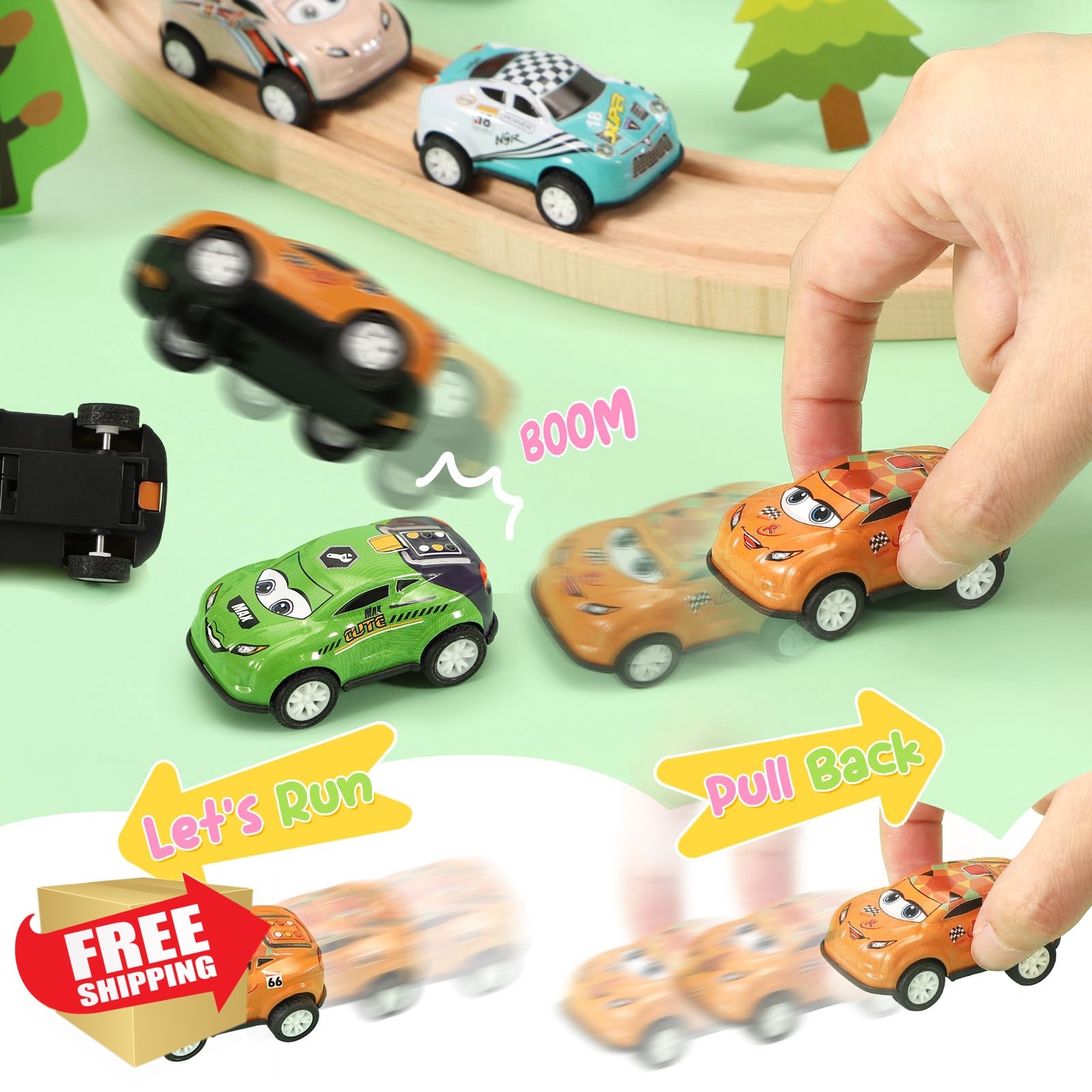 SevenQ 30Pcs Pull Back Toy Cars Kids Ages 4-8