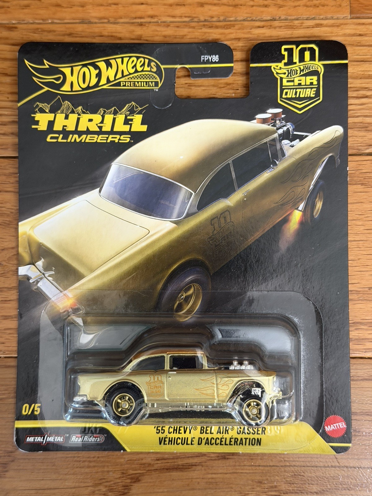 Hot Wheels Premium Thrill Climbers ’55 Chevy Bel Air Gasser 0/5 Gold Chase Mint