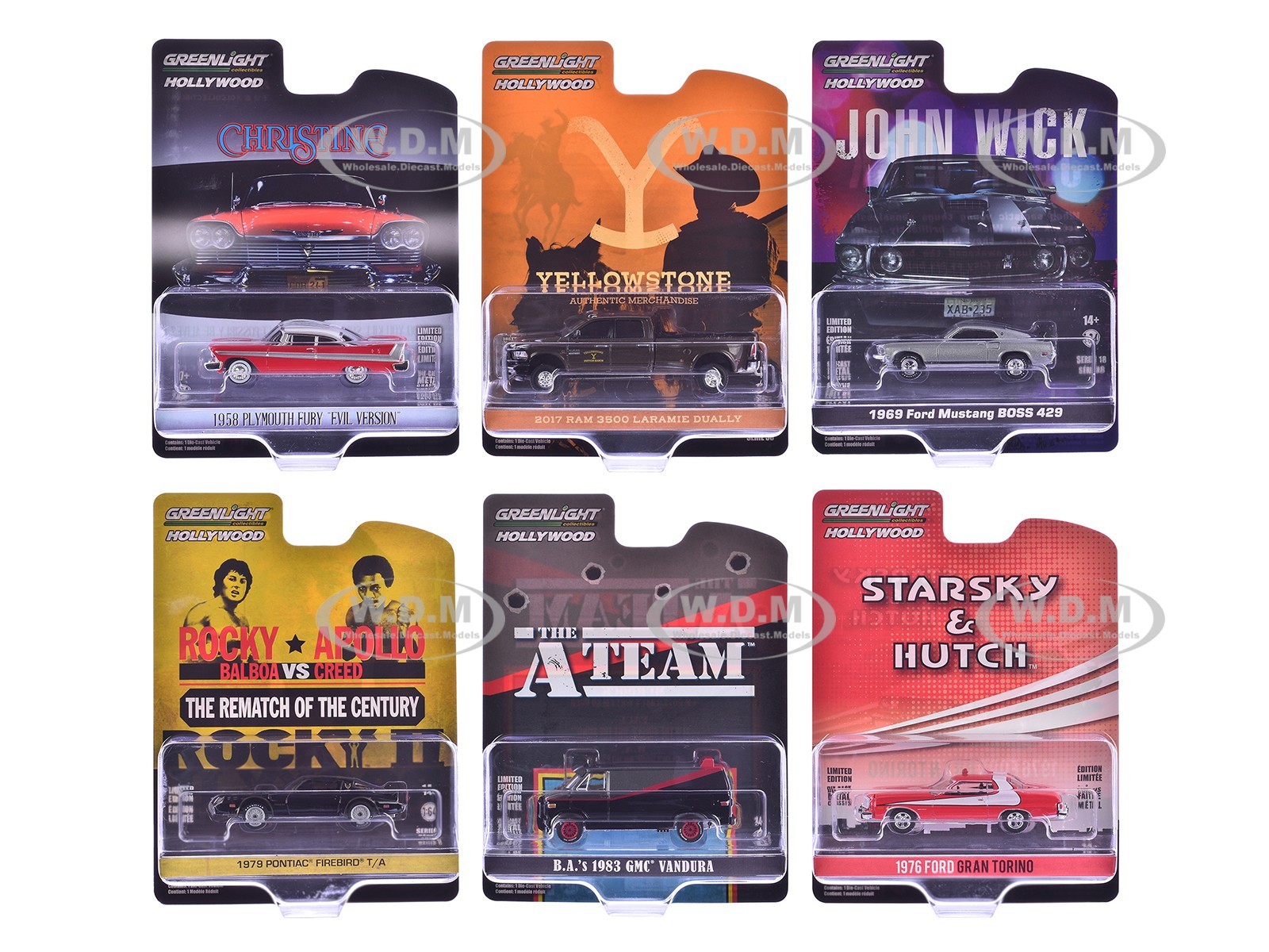 “HOLLYWOOD GREATEST HITS” (2024) SET OF 6 PIECES 1/64 MODELS BY GREENLIGHT 44716