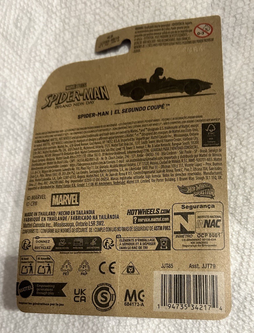 Hot Wheels 2026 Superstar Speeders Spiderman & El Segundo (Marvel) New