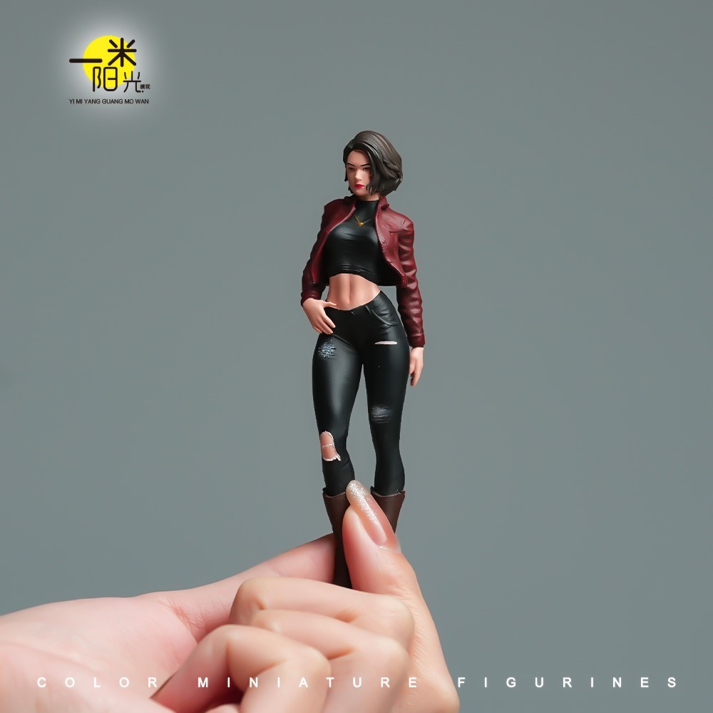 Miniature Figure Scene Props 1/18 Jacket Beauty Girl Diorama Resin Sculpt Model