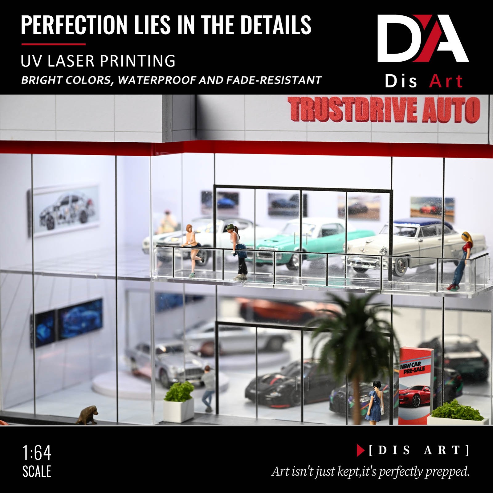 1/64 Diorama 2-Layer Showroom Scene Parking Lot Model LED Light Car Garage Model
