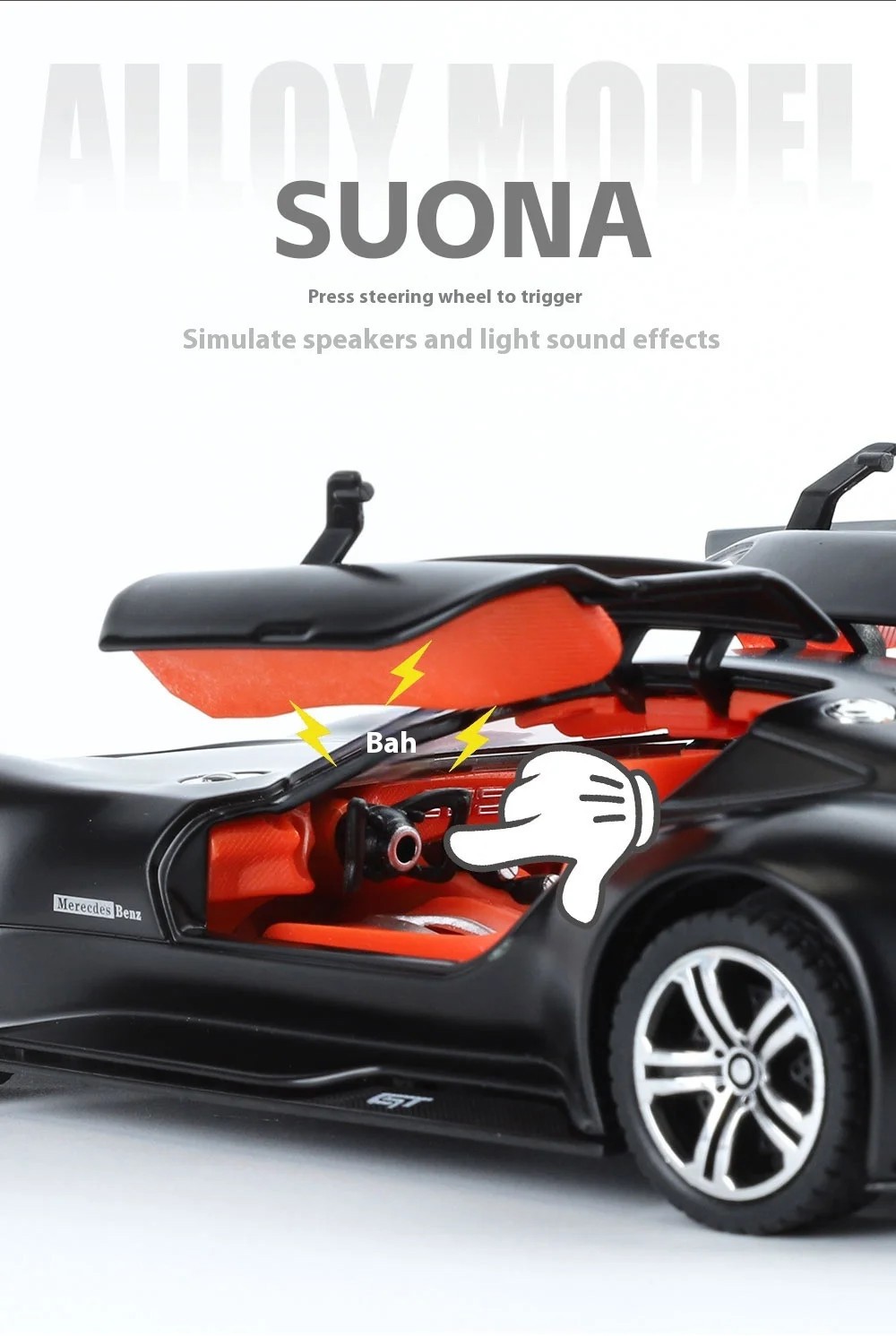 1: 24 Mercedes-Benz AMG alloy model car with sound and light sports car model