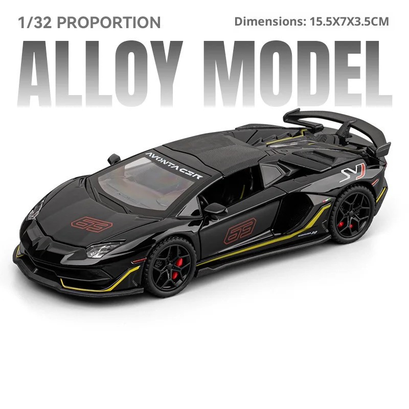 1/32 Lamborghini SVJ63 Alloy Diecast Sports Car Model Sound and Light Pull Back