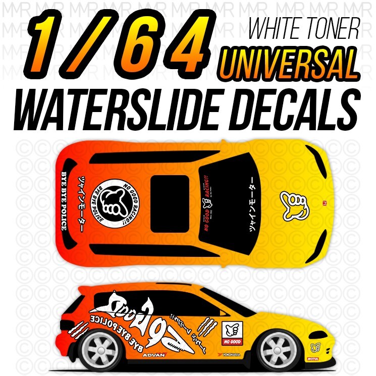 1/64 NO GOOD RACING SHARK Custom White Toner WaterSlide Decal for Hot Wheels