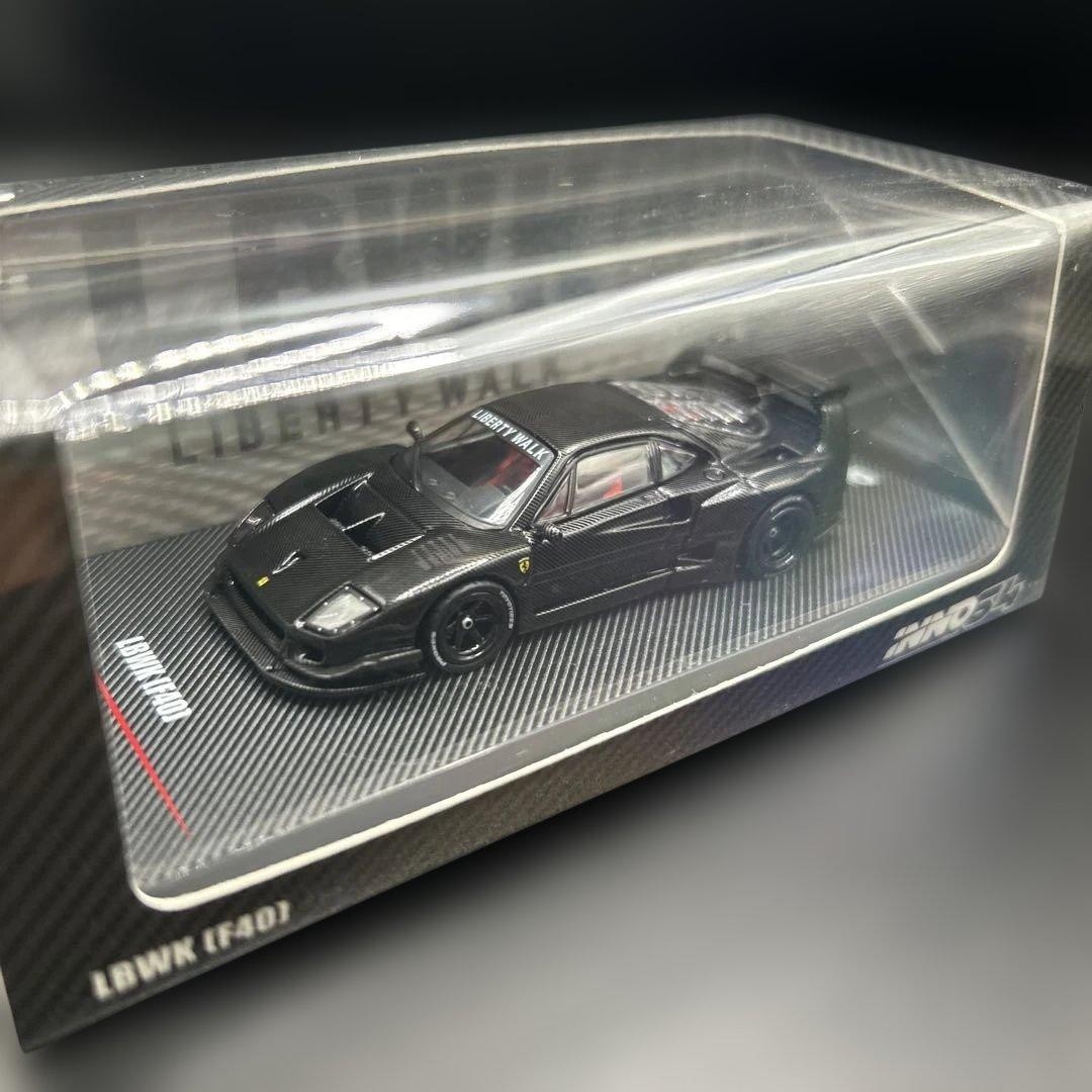 Liberty Walk LBWK F40 Mini Car 1/64 Scale with Display Case Black Used