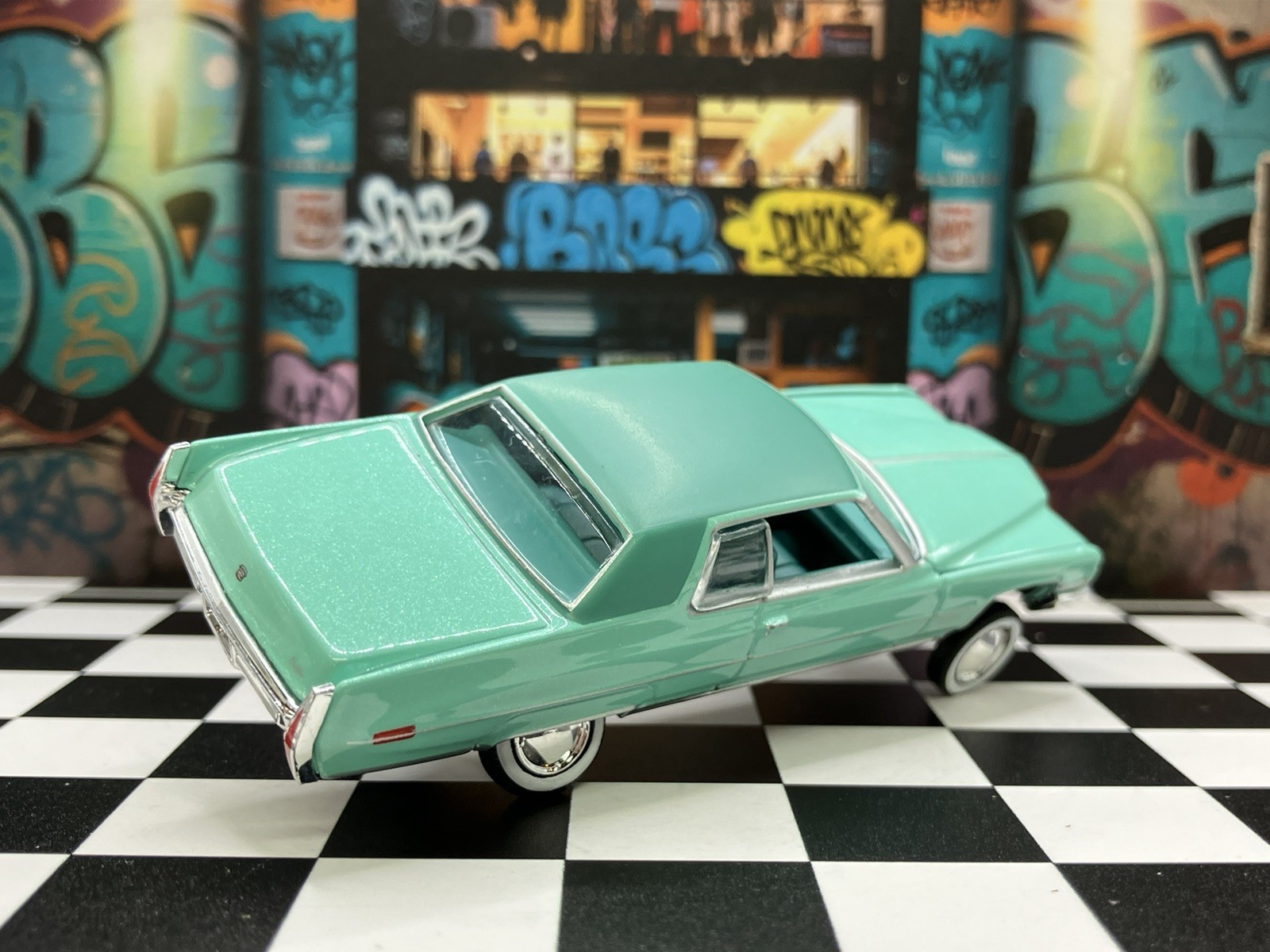 1971 Cadillac DeVille Lowrider 1/64 Scale Custom Diecast Car 3 Wheel Stance