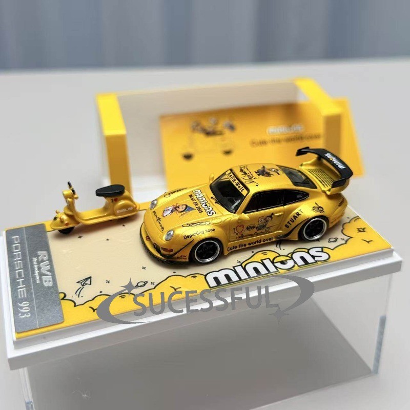 2 Pack RWB Widebody 964 & 993 Minion Design 1/64 Diecast Car Collection